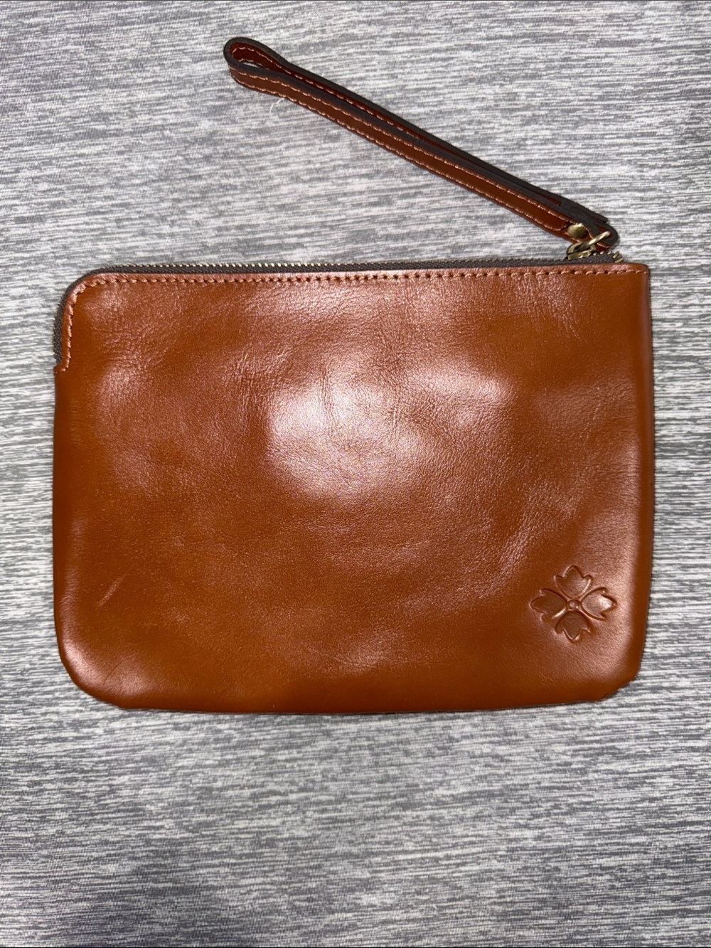 Patricia Nash Cognac Embossed Leather Wristlet - Picture 4 of 6